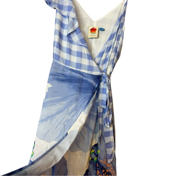 Farm Rio X Anthropologie Seaside Wrap Midi Dress viscose women’s size M - Picture 10 of 11